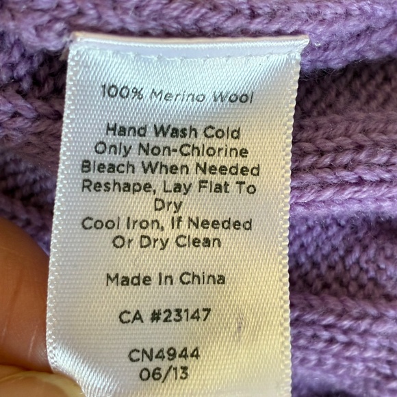 Talbots Purple Merino Wool Cable Cardigan Sweater - Picture 4 of 15